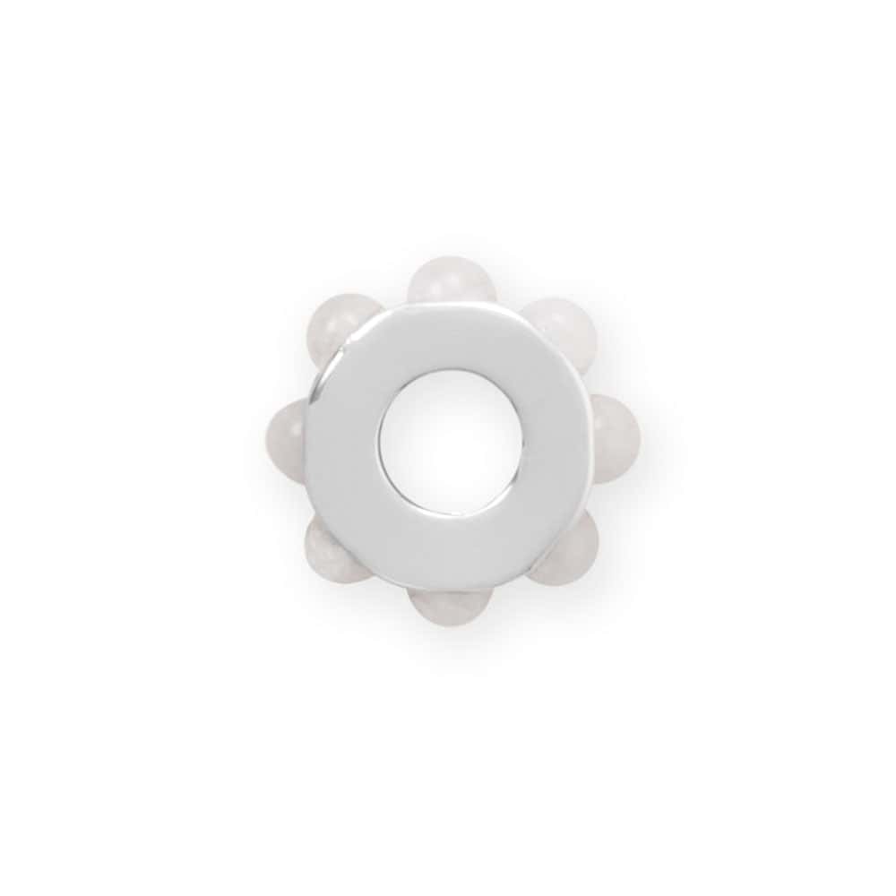 Rhodium Plated White Jade Wheel Bead Charm - alternate view 2