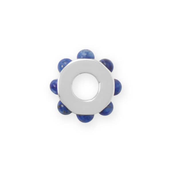 Rhodium Plated Lapis Wheel Bead Charm - alternate view 2