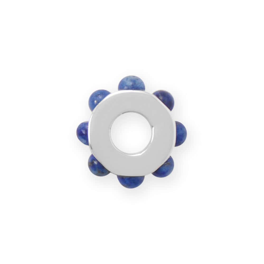 Rhodium Plated Lapis Wheel Bead Charm - alternate view 2