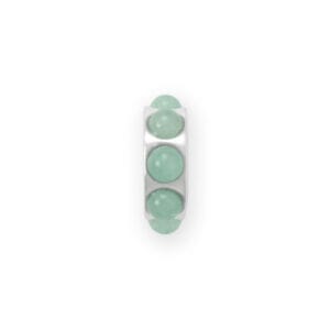 Rhodium Plated Green Aventurine Wheel Bead Charm