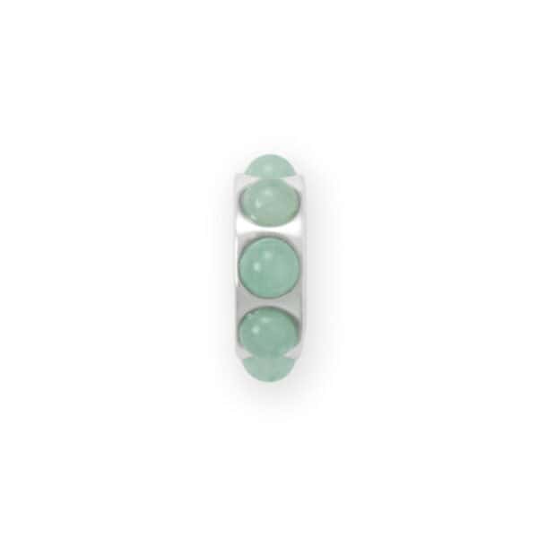 Rhodium Plated Green Aventurine Wheel Bead Charm