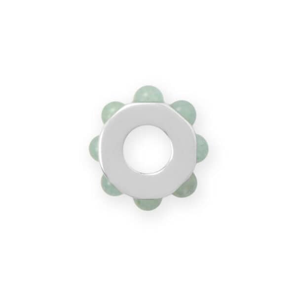 Rhodium Plated Green Aventurine Wheel Bead Charm - alternate view 2