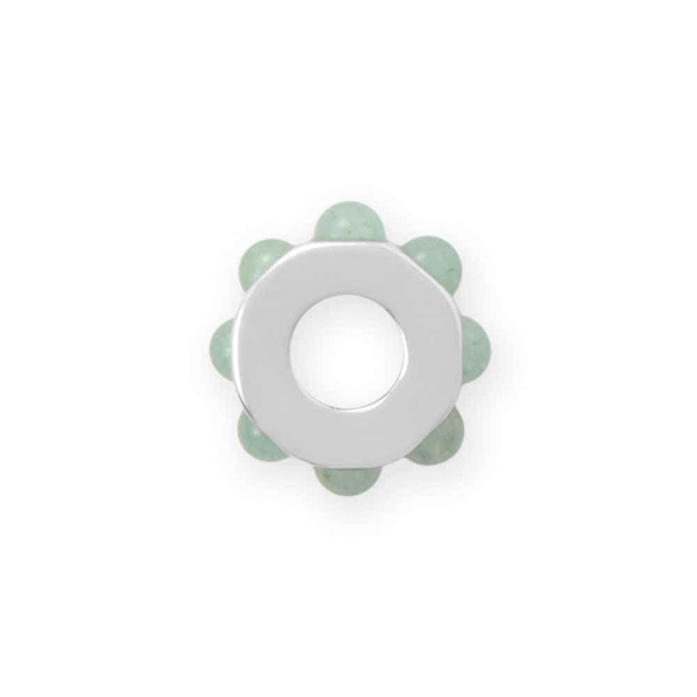 Rhodium Plated Green Aventurine Wheel Bead Charm - alternate view 2