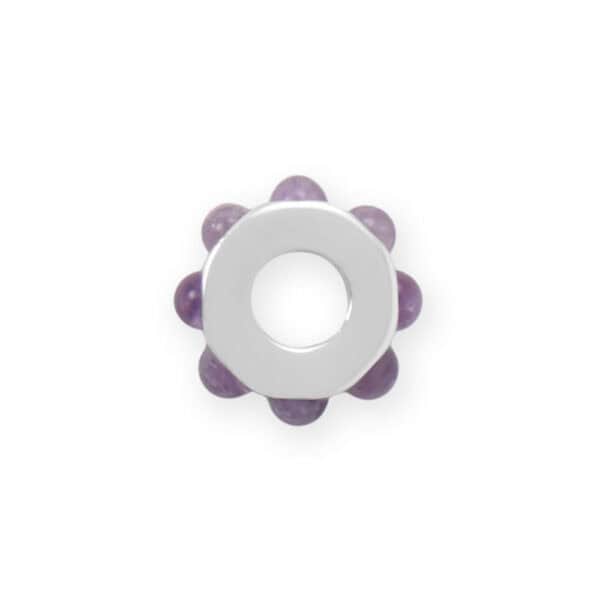 Rhodium Plated Amethyst Wheel Bead Charm - alternate view 2