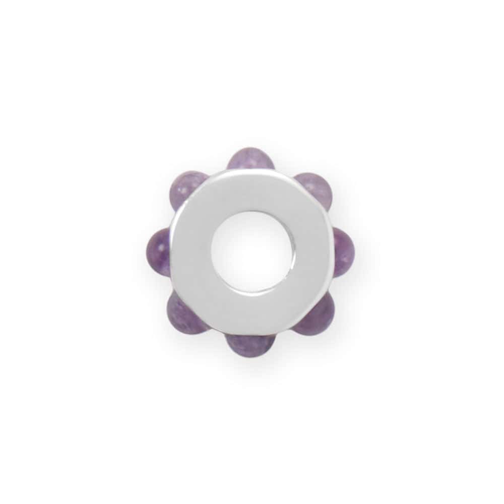 Rhodium Plated Amethyst Wheel Bead Charm - alternate view 2
