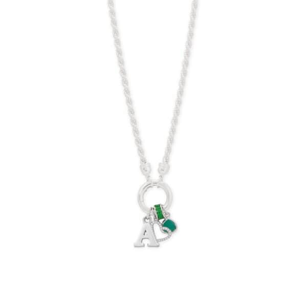 Dainty Rhodium Plated CZ Angled Heart Outline Charm - alternate view 2