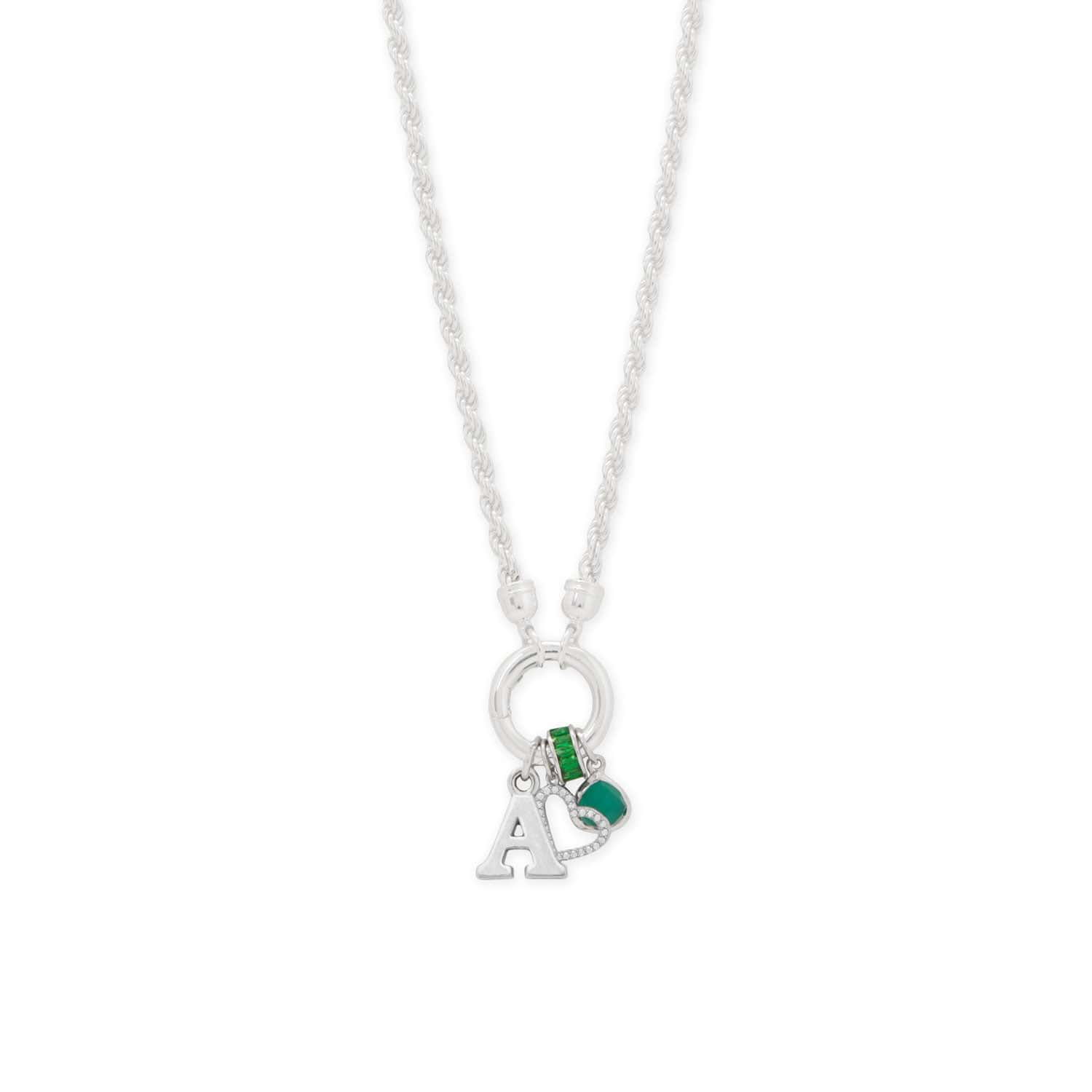 Dainty Rhodium Plated CZ Angled Heart Outline Charm - alternate view 2