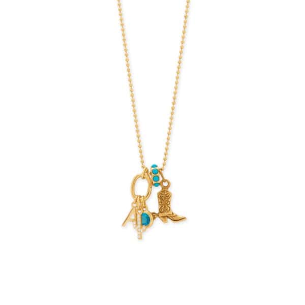Dainty 14 Karat Gold Plated CZ Saguaro Cactus Charm - alternate view 2