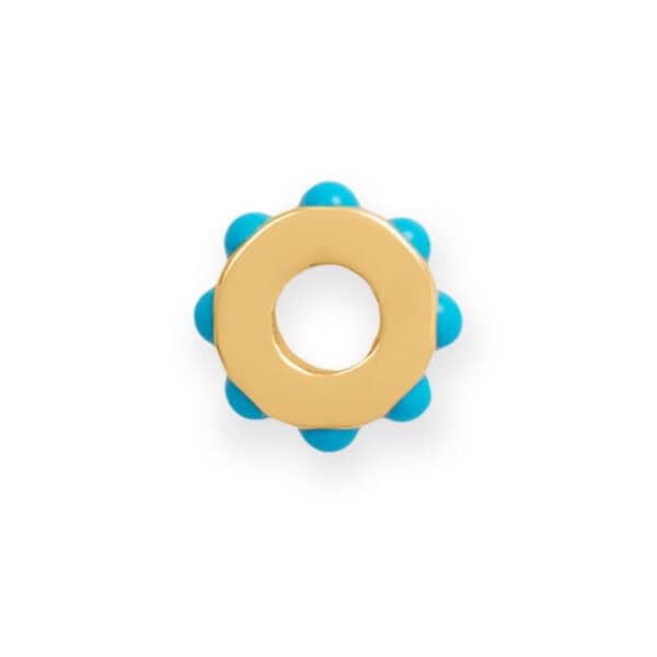 14 Karat Gold Plated Imitation Turquoise Wheel Bead Charm - alternate view 2