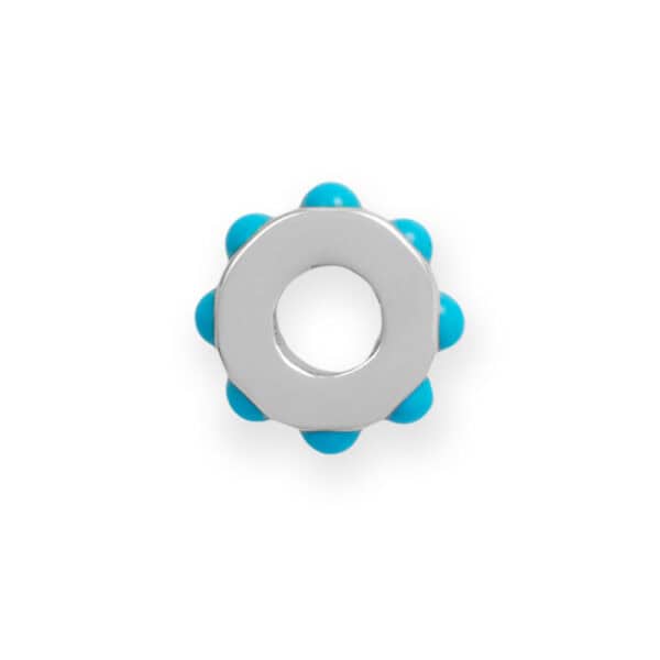 Rhodium Plated Imitation Turquoise Wheel Bead Charm - alternate view 2