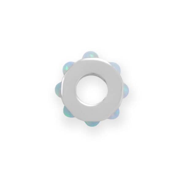 Rhodium Plated Synthetic Opal Wheel Bead Charm - alternate view 2
