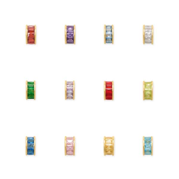 14 Karat Gold Plated CZ Birthstone Wheel Bead Charms (January-December) - alternate view 2