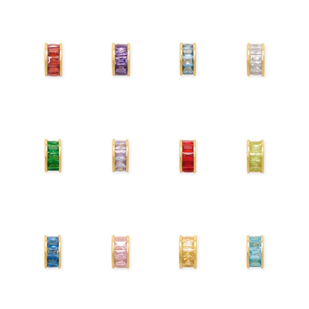 14 Karat Gold Plated CZ Birthstone Wheel Bead Charms (January-December) - alternate view 2