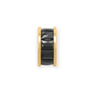 14 Karat Gold Plated Black CZ Wheel Bead Charm