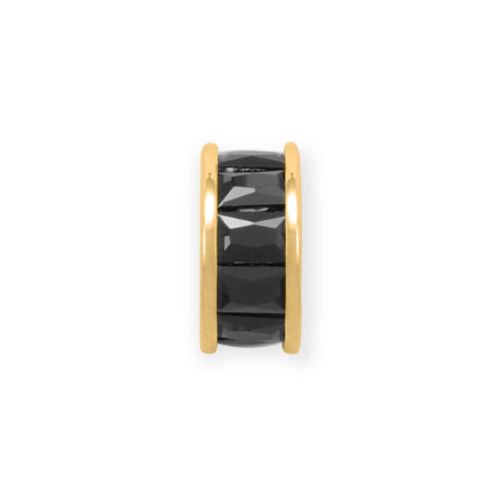 14 Karat Gold Plated Black CZ Wheel Bead Charm