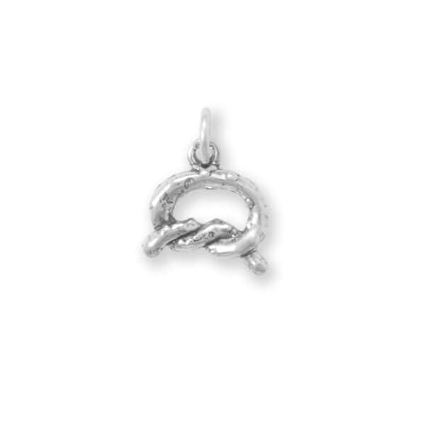 Silver or Gold 3D Salted Pretzel Charm - alternate view 2
