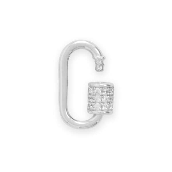 Rhodium Plated CZ Carabiner Adapter Component - alternate view 2
