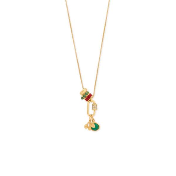 14 Karat Gold Plated Green Aventurine Wheel Bead Charm - alternate view 3