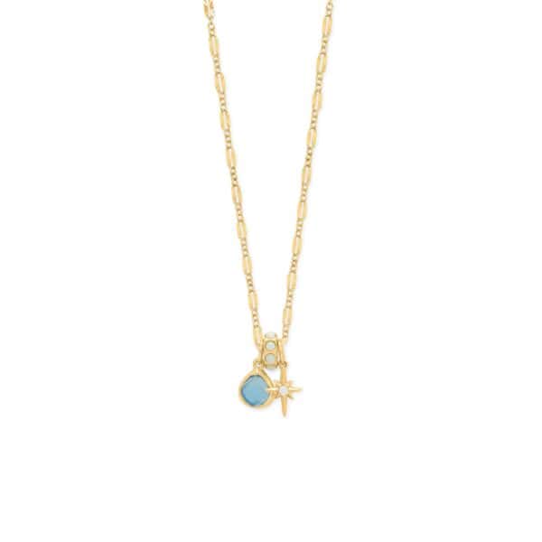 Dainty 14 Karat Gold Plated CZ Northern Star Charm - alternate view 2
