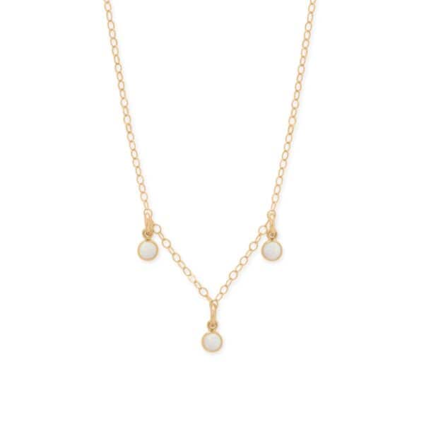 15 + 2.25 14/20 Gold Filled White Opal Charm Necklace