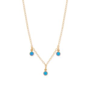 15 + 2.25 14/20 Gold Filled Blue Opal Charm Necklace