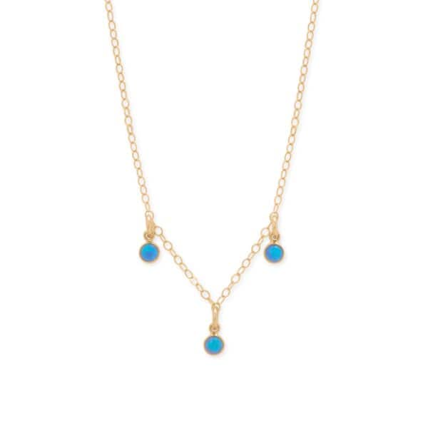 15 + 2.25 14/20 Gold Filled Blue Opal Charm Necklace