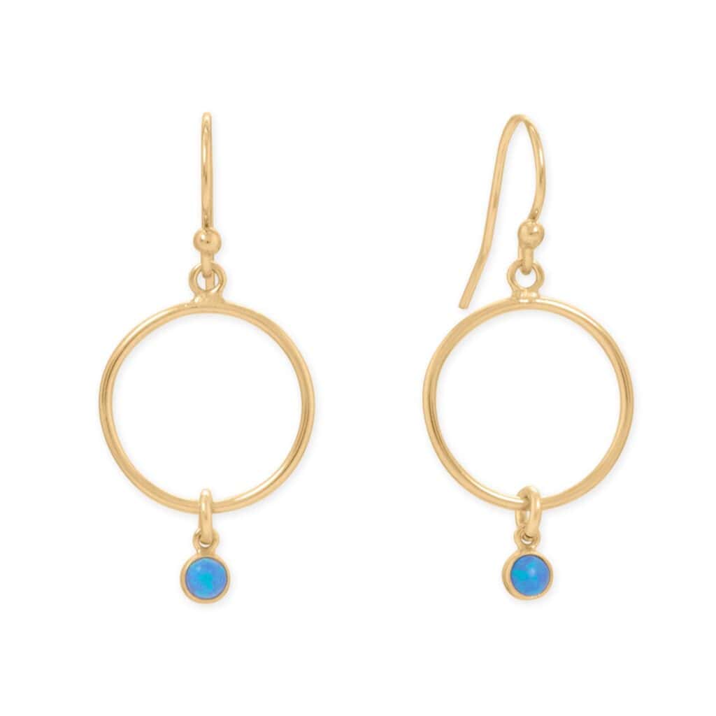 14/20 Gold Filled Circle and Blue Opal Earrings