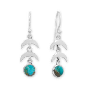Turquoise Crescent Drop Earrings
