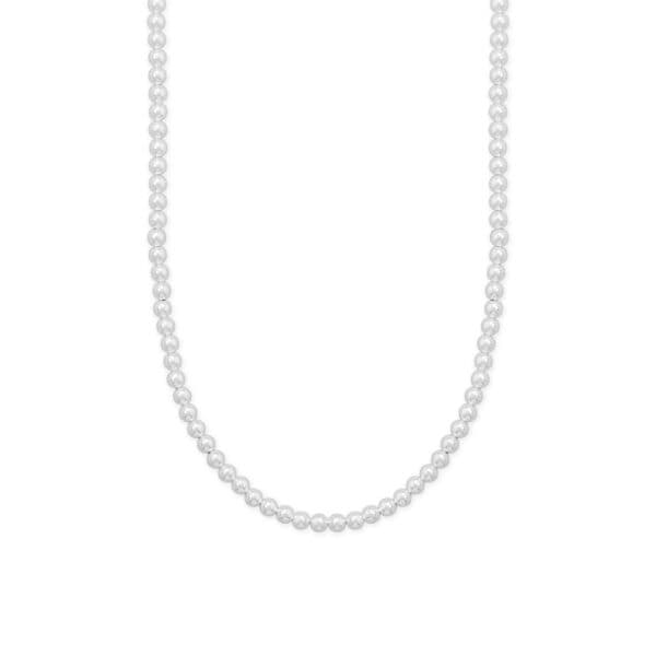16 + 2 5mm Silver Bead Necklace