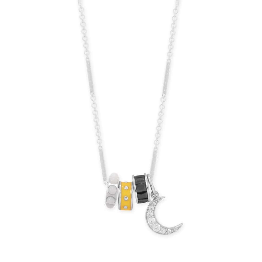 Midnight Marvels! 18 Rhodium Plated Charm Necklace