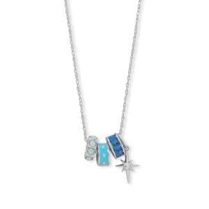 Twinkling Twilight! 18 Rhodium Plated Charm Necklace