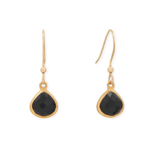 14 Karat Gold Plated Pear Black Onyx Charm - alternate view 3