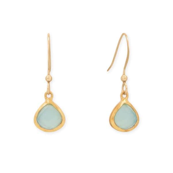 14 Karat Gold Plated Pear Aqua Chalcedony Charm - alternate view 2