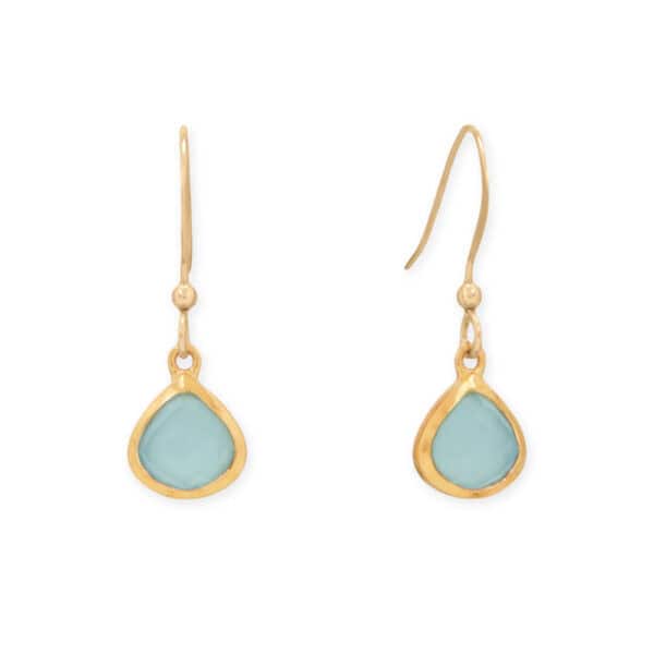 14 Karat Gold Plated Pear Blue Chalcedony Charm - alternate view 3