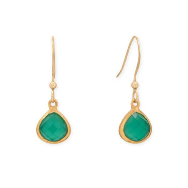 14 Karat Gold Plated Pear Green Onyx Charm - alternate view 3