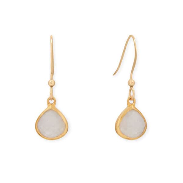14 Karat Gold Plated Pear Rainbow Moonstone Charm - alternate view 2