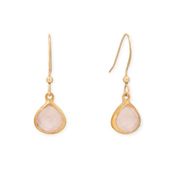 14 Karat Gold Plated Pear Rose Quartz Charm - alternate view 2