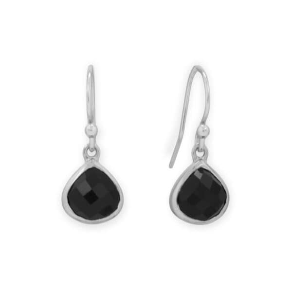 Rhodium Plated Pear Black Onyx Charm - alternate view 3