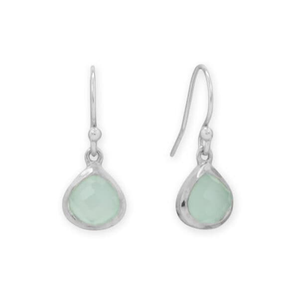 Rhodium Plated Pear Aqua Chalcedony Charm - alternate view 3