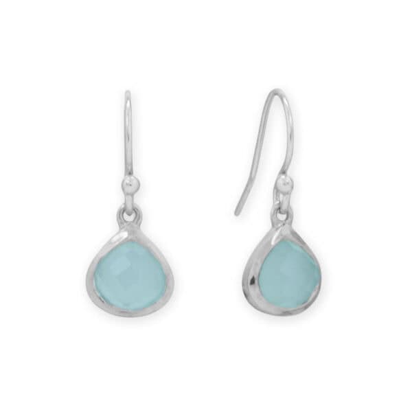 Rhodium Plated Pear Blue Chalcedony Charm - alternate view 3