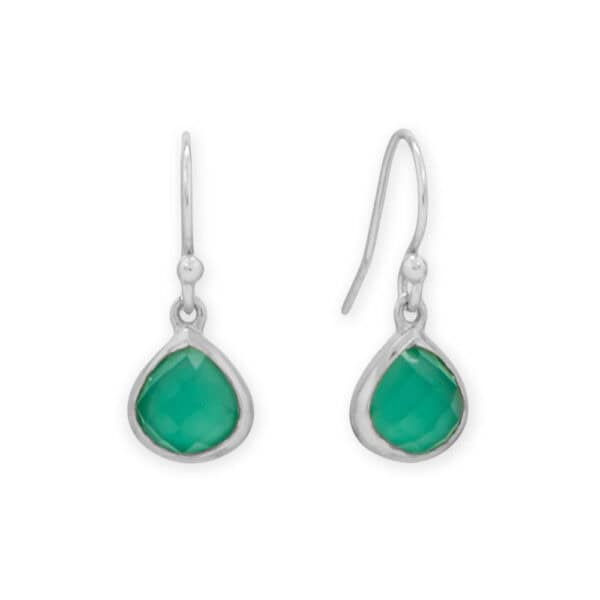 Rhodium Plated Pear Green Onyx Charm - alternate view 3