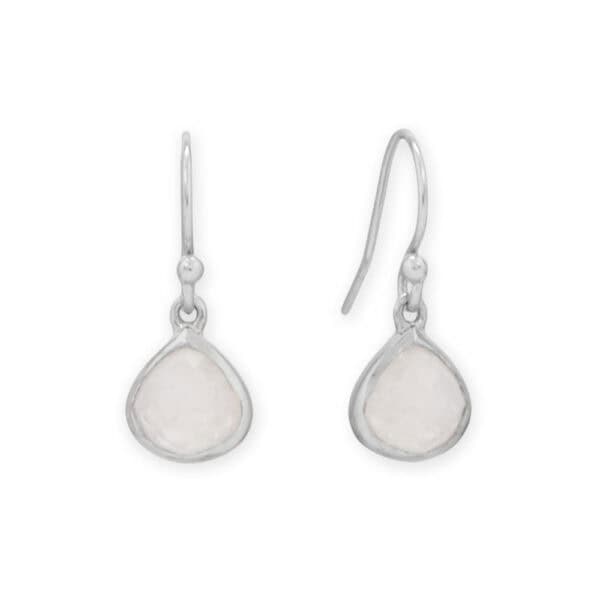 Rhodium Plated Pear Rainbow Moonstone Charm - alternate view 3