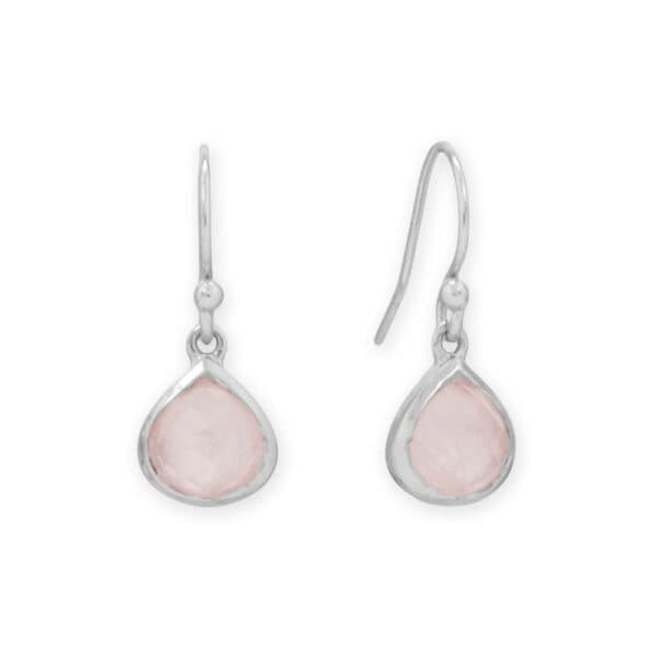 Rhodium Plated Pear Rose Quartz Charm - alternate view 3
