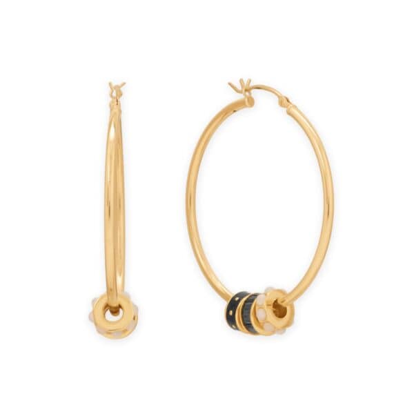 14 Karat Gold Plated Black CZ Wheel Bead Charm - alternate view 4