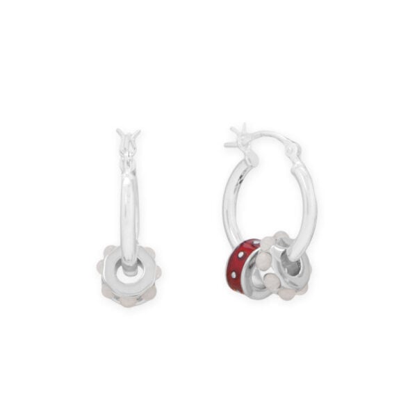 Rhodium Plated White Jade Wheel Bead Charm - alternate view 4