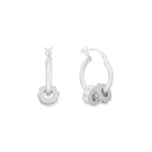 Rhodium Plated Synthetic Opal Wheel Bead Charm - alternate view 4