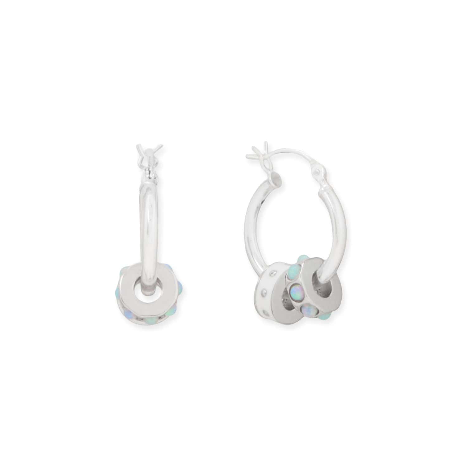 Rhodium Plated Synthetic Opal Wheel Bead Charm - alternate view 4