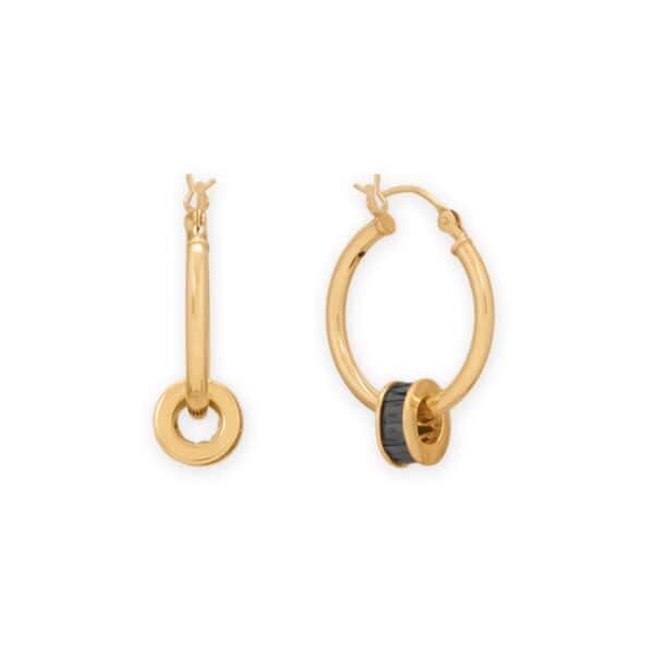 14 Karat Gold Plated Black CZ Wheel Bead Charm - alternate view 3