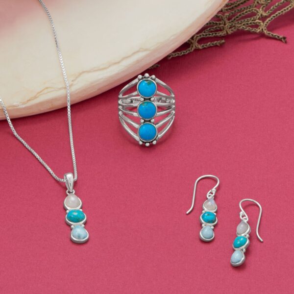 Turquoise and Larimar Drop Earrings