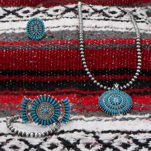 Handmade Oxidized Sunburst Turquoise Ring - alternate view 4